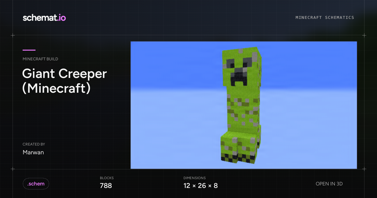 Gaint Card Minecraft Giant Creeper (Minecraft) - Schemat.io